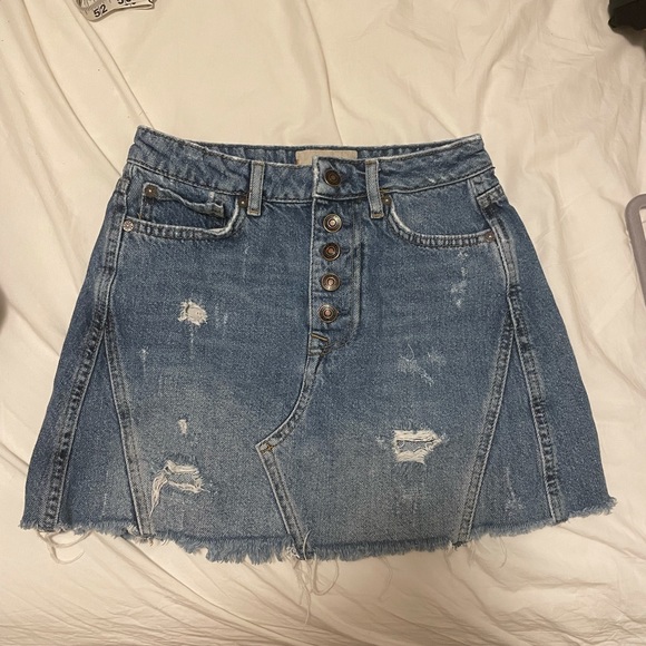 Free people denim a line distressed mini skirt - Picture 4 of 8